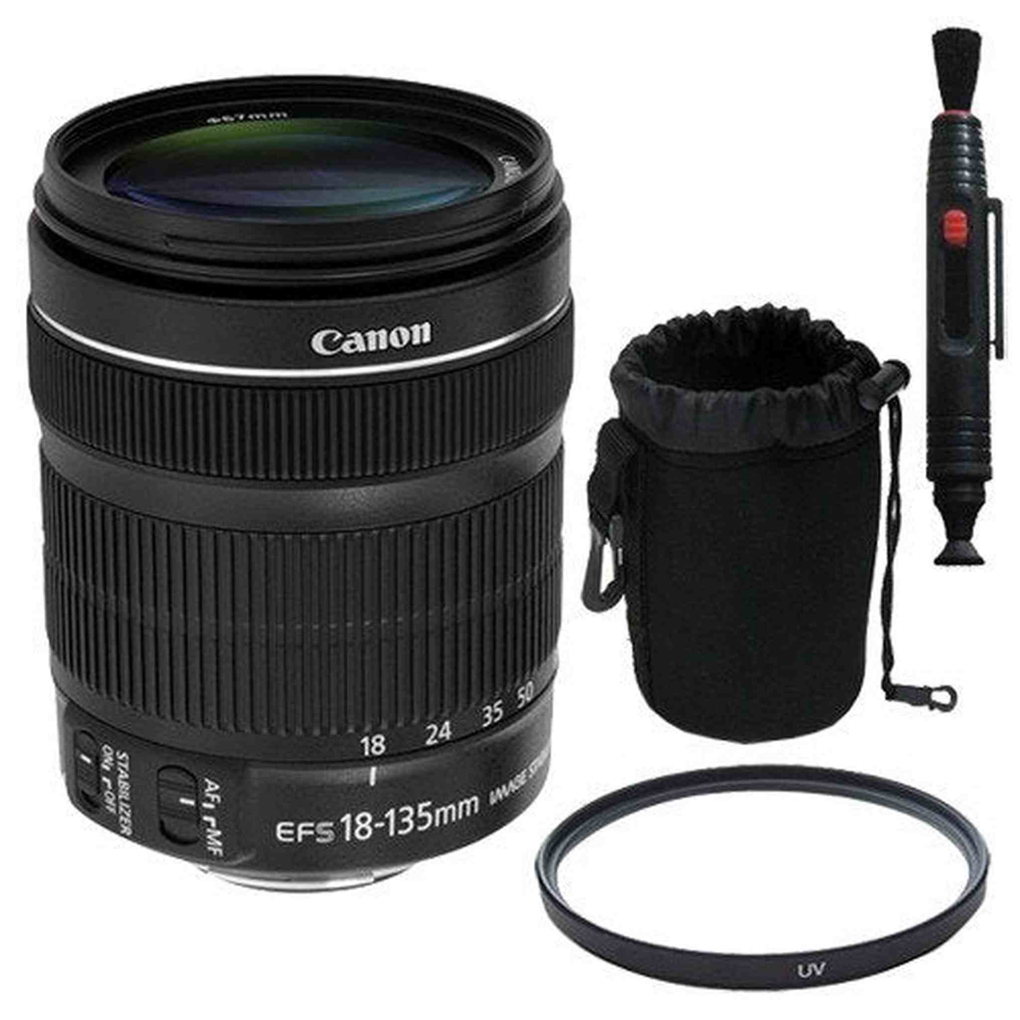 Canon EF-S 18-135mm f/3.5-5.6 is STM Lens + 67mm UV Filter + Lens Pen Cleaner + Deluxe Lens Pouch Bulk Packaging Saver Bun - Used Canon