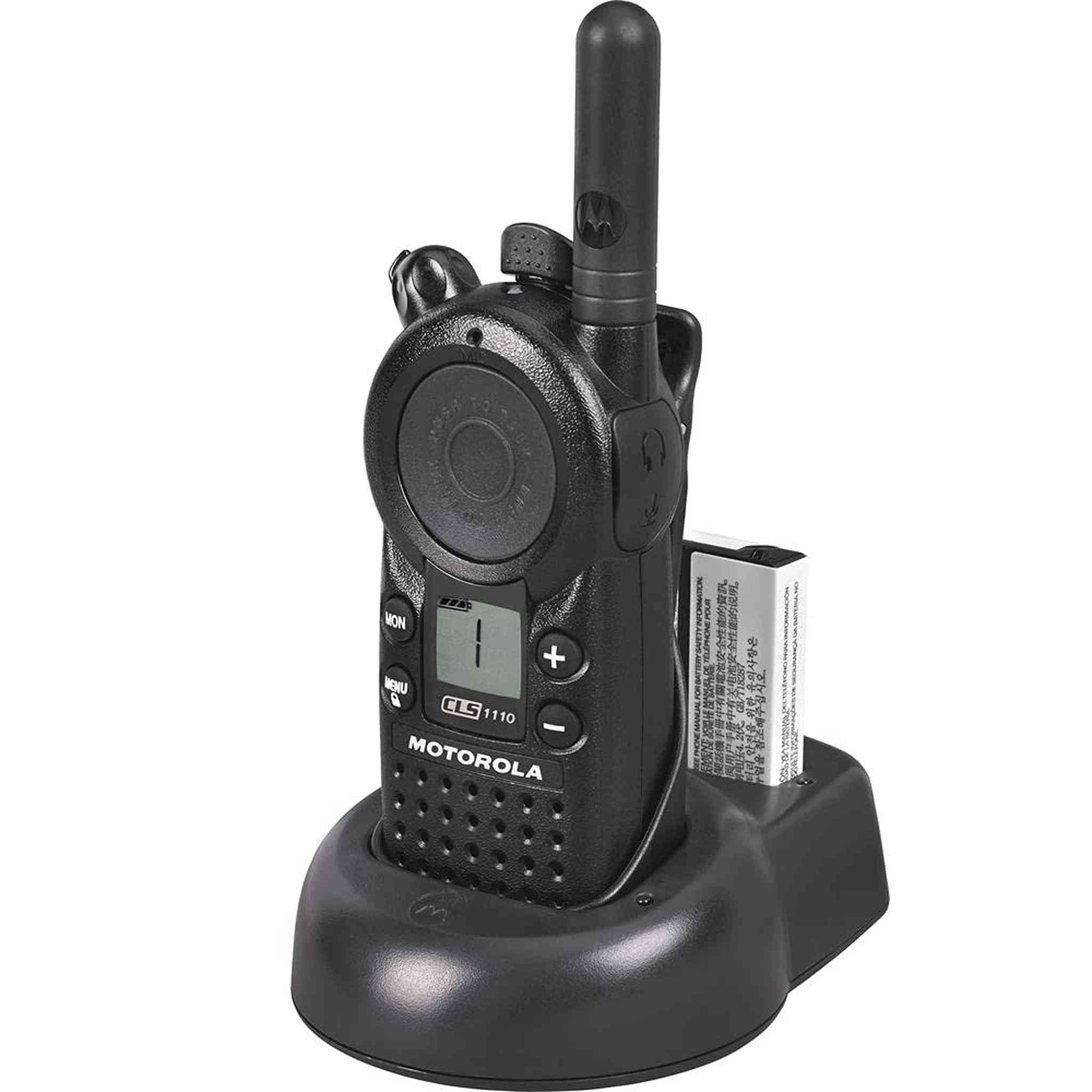 2 x Motorola CLS1110 UHF 1W 1-Channel 2-Way Radio - 2 Pack With Mic Bundle