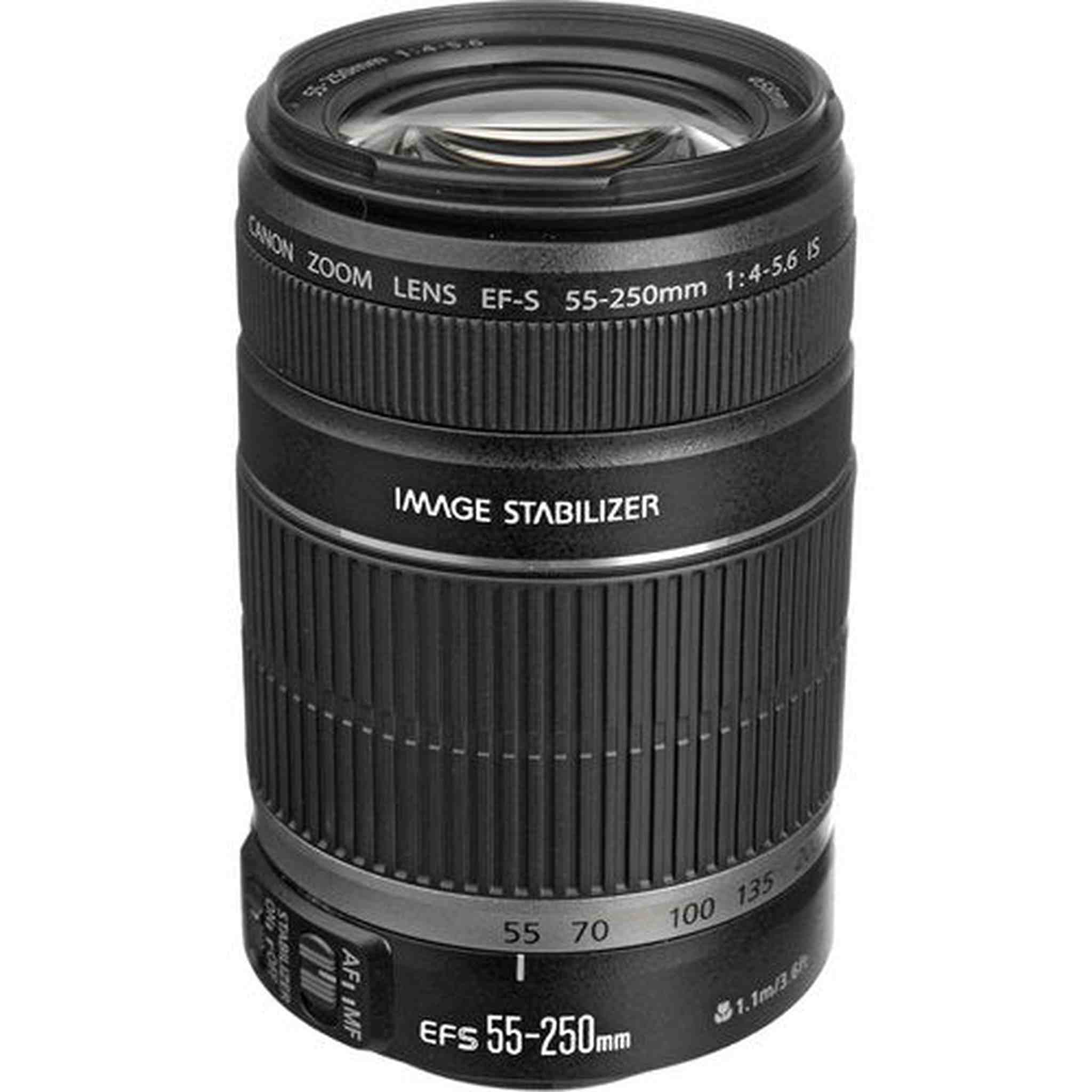Canon 55-250 Lens EF-S is 4-5.6 + 3 Piece Filter Kit + Lens Pen Cleaner + Microfiber Cleaning Cloth + Accessory Saver Bu