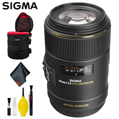 Sigma 105mm f/2.8 EX DG OS HSM Macro Lens for Canon EF Intl Deluxe Bundle