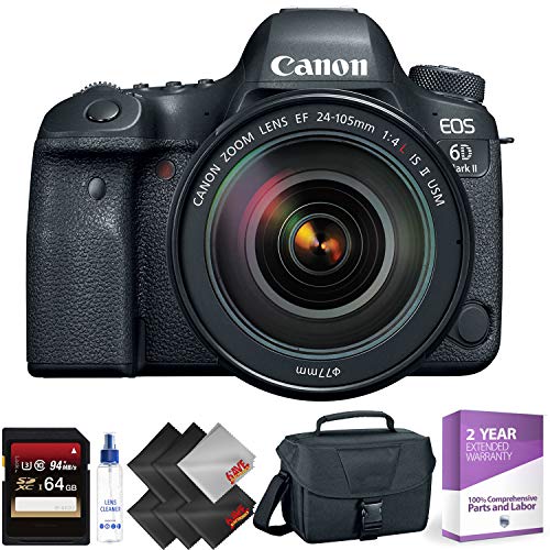 Canon EOS 6D Mark II DSLR Camera with 24-105mm f/4L II Lens + 64GB Memory Card + 2 Year Accidental Warranty Bundle