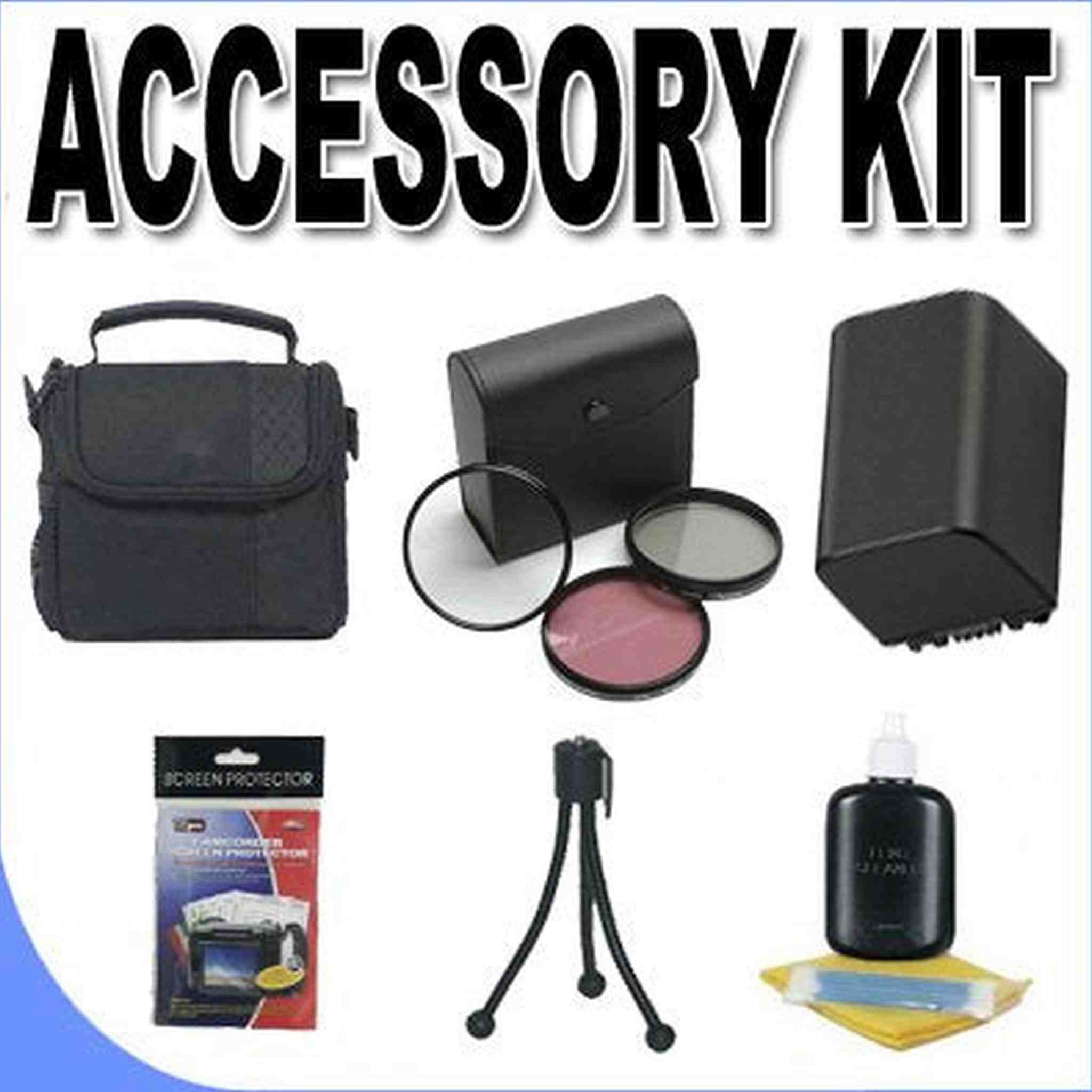 FH100 Lithium Ion Replacement Battery Case BigVALUEInc Accessory Saver 30mm Filter Kit Bundle f/Sony Camcorders