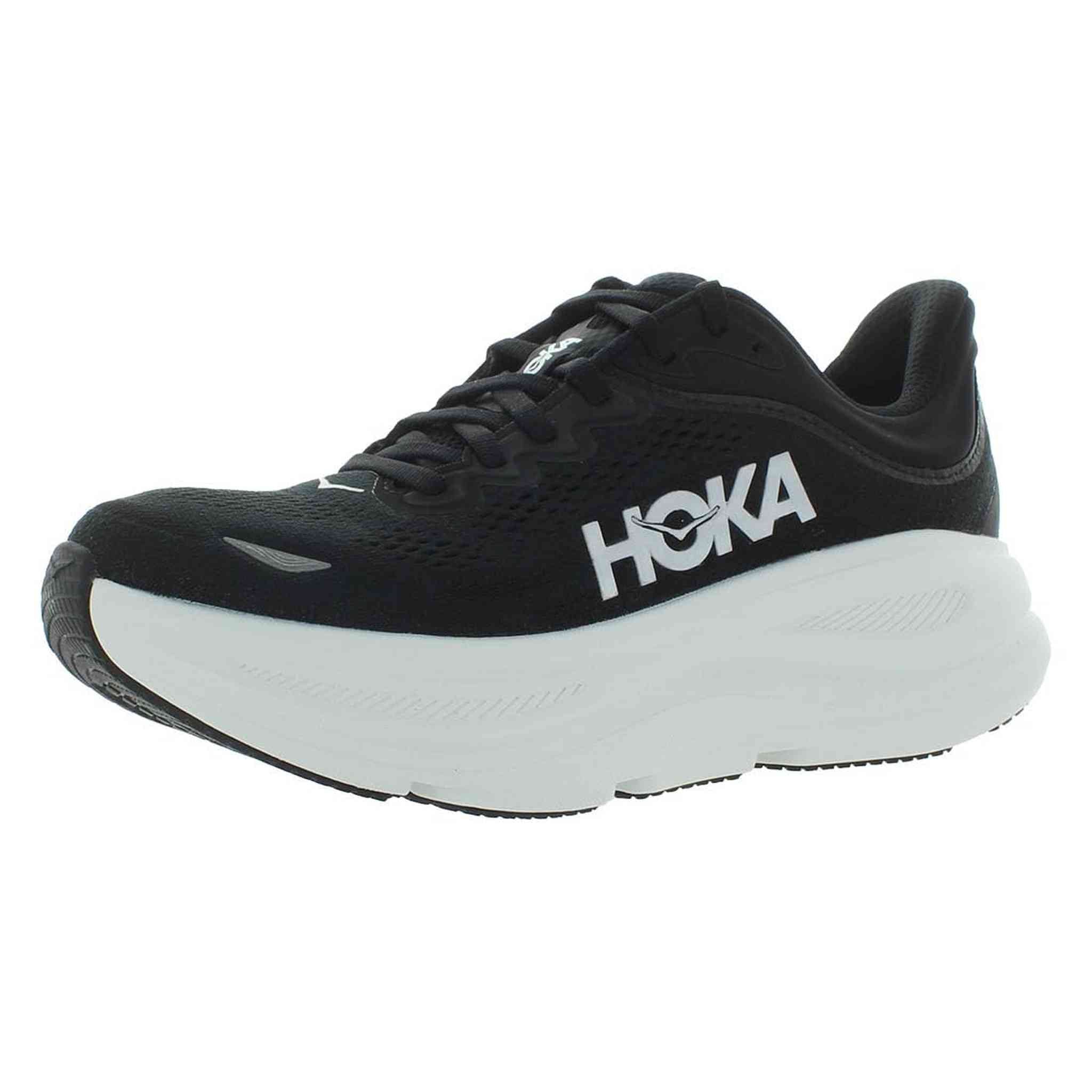 Hoka Women's Bondi 9 Sneaker, Black/White, 8