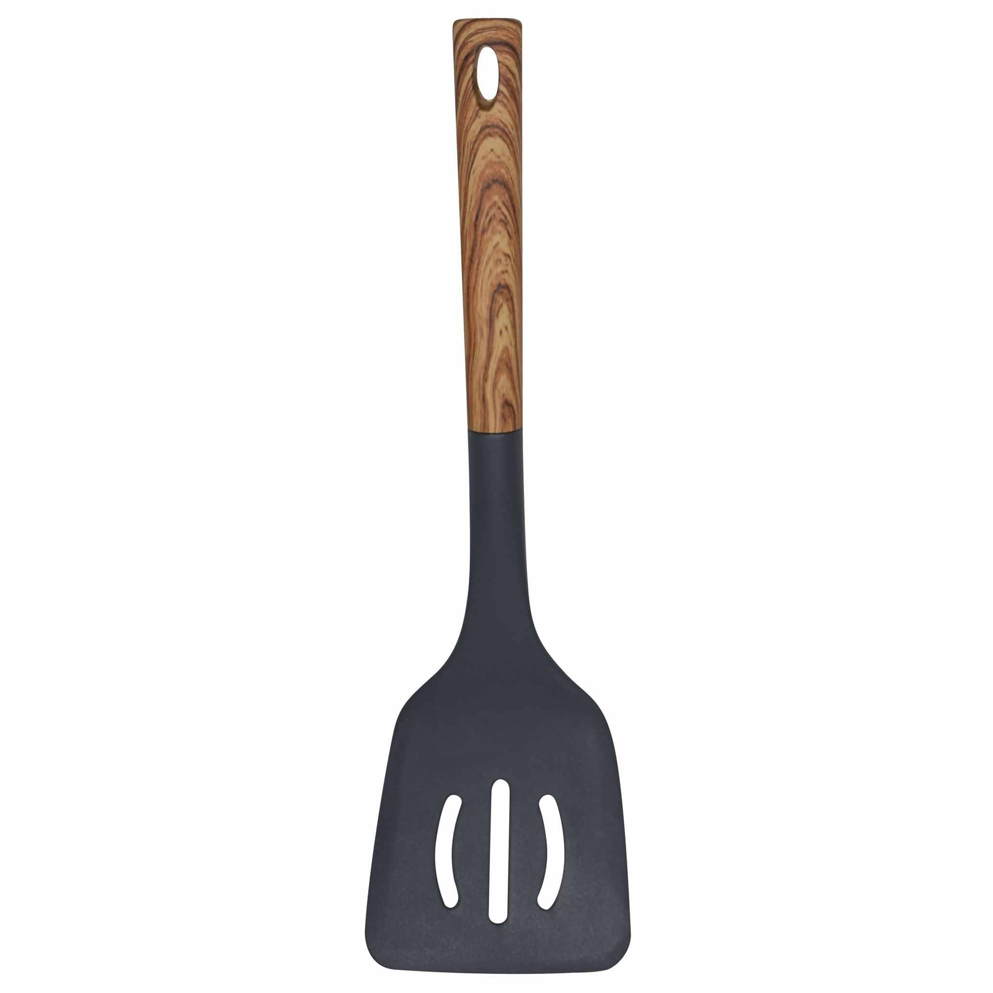 Bene Casa - Black Spatula with Wood Like Handle, Heat Resistant.Black Spatula w/Woodlike Handle, 14" Bene Casa