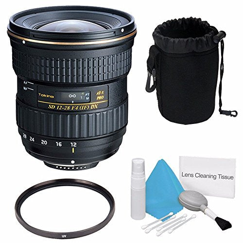 Tokina 12-28mm f/4.0 at-X Pro APS-C Lens for Canon (International Model) +Deluxe Cleaning Kit + 77mm UV Filter + Deluxe