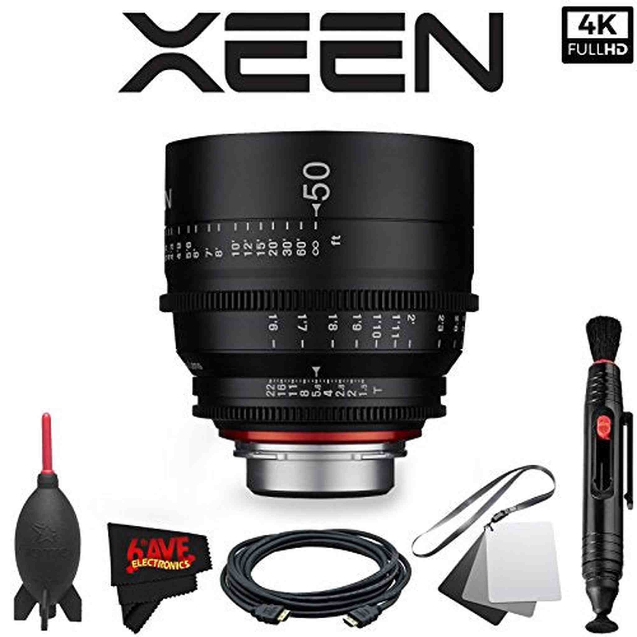 Rokinon Xeen 50mm T1.5 Lens for PL Mount with Professional Accessory Kit