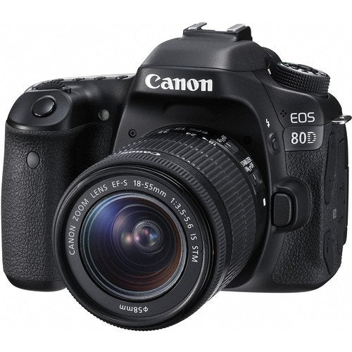 Canon EOS 80D DSLR Camera with 18-55mm Lens (International Model) (1263C005) W/Bag, Extra Battery, LED Light, Mic, Filte