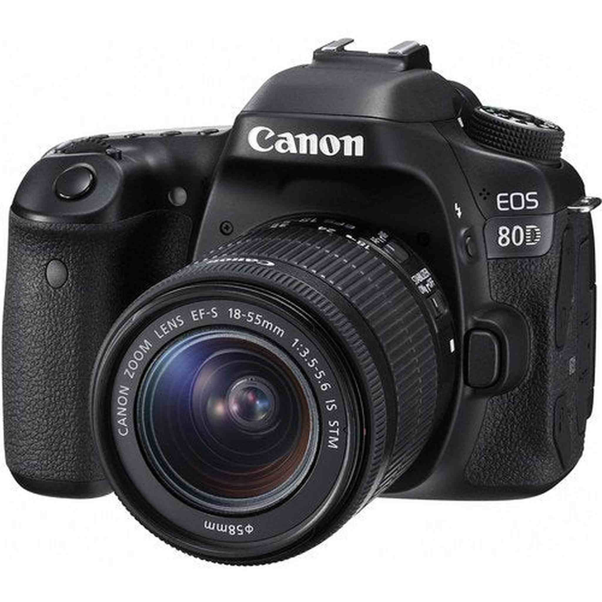 Canon EOS 80D DSLR Camera with 18-55mm Lens International Model 1263C005 - Starter Bundle - Reconditioned Canon