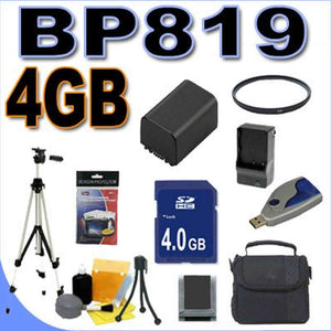 BigVALUEInc BP-819 Replacement Battery/Rapid Charger 4GB SD UV Accessory Saver Bundle for Canon HD 37mm Camcorders