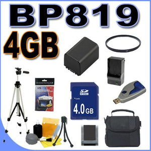 BigVALUEInc BP-819 Replacement Battery/Rapid Charger 4GB SD UV Bundle for Canon HD 58mm Camcorders + More