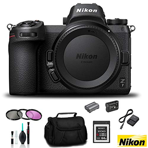Nikon Z 7 Mirrorless FX-Format Digital Camera (Body Only) - Bundle 64GB Memory Card + EN-EL15 Li-on Battery + External R