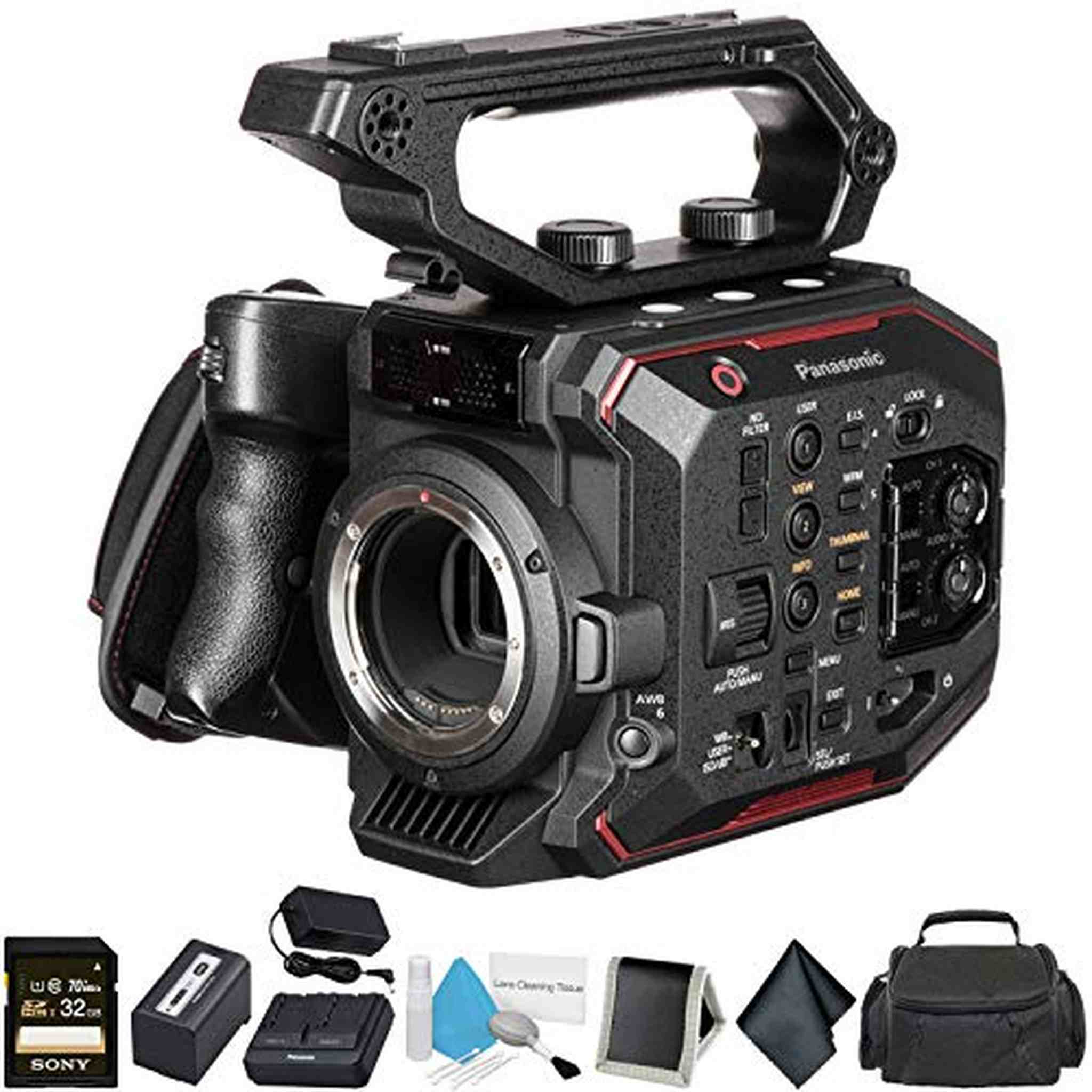 Panasonic AU-EVA1 Compact 5.7K Super 35mm Handheld Cinema Camera Body AU-EVA1PJ - Bundle with 32GB Memory Card + Carrying Case