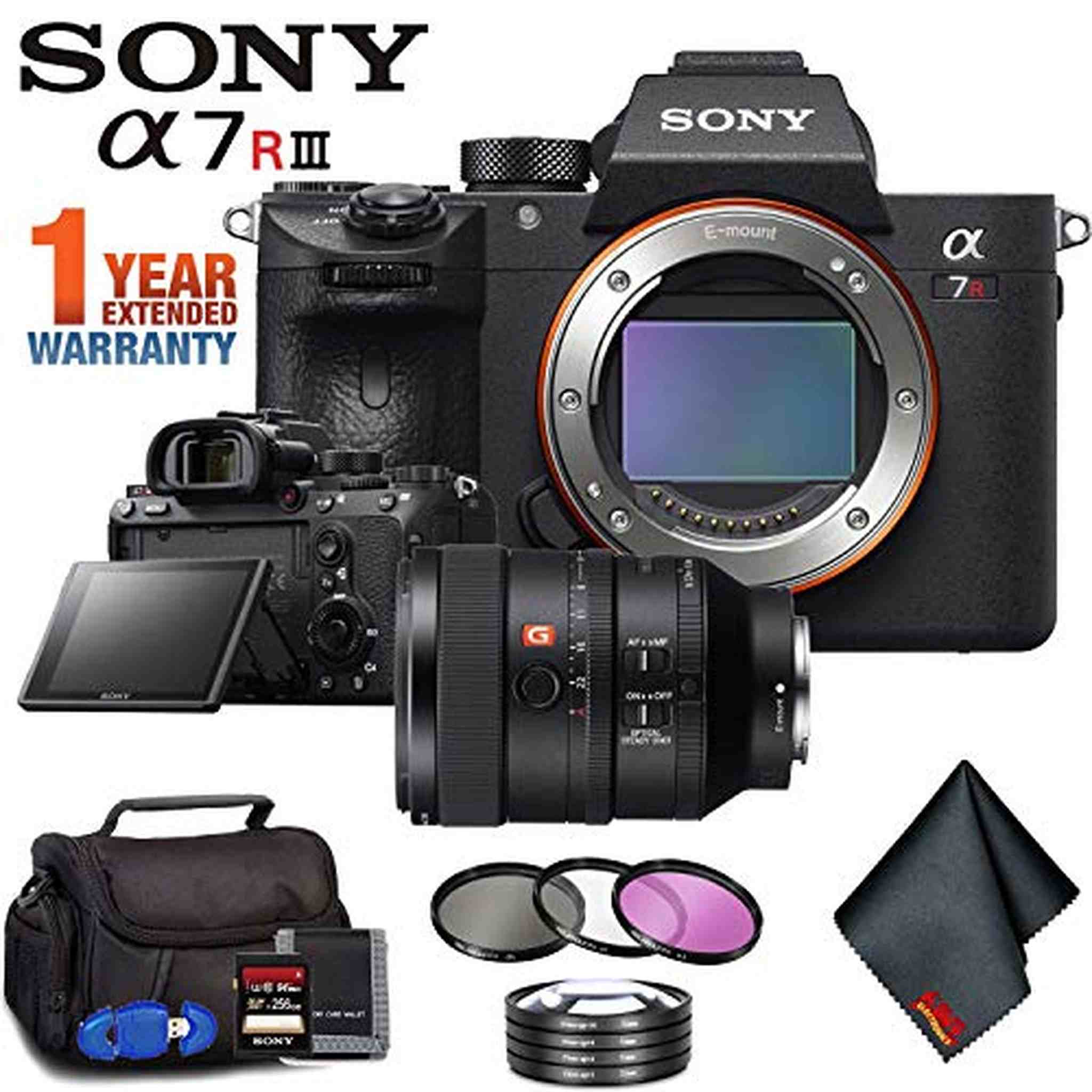 Sony Alpha a7R III Mirrorless Digital Camera Body Only + 100mm Lens + Filter Kit + Memory Card Kit + Carrying Case + E Ultimate Bundle