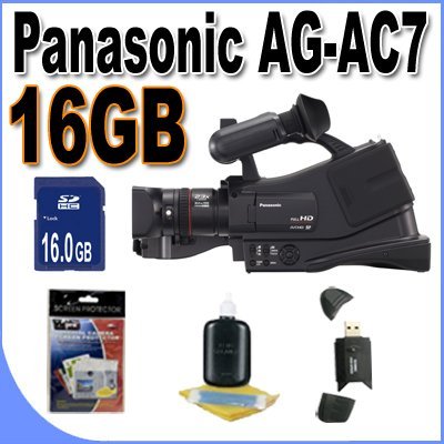 Panasonic AG-AC7 Shoulder Mount AVCHD Camcorder W/16GB SDHC Memory + USB Card Reader + Accessory Saver Bundle!