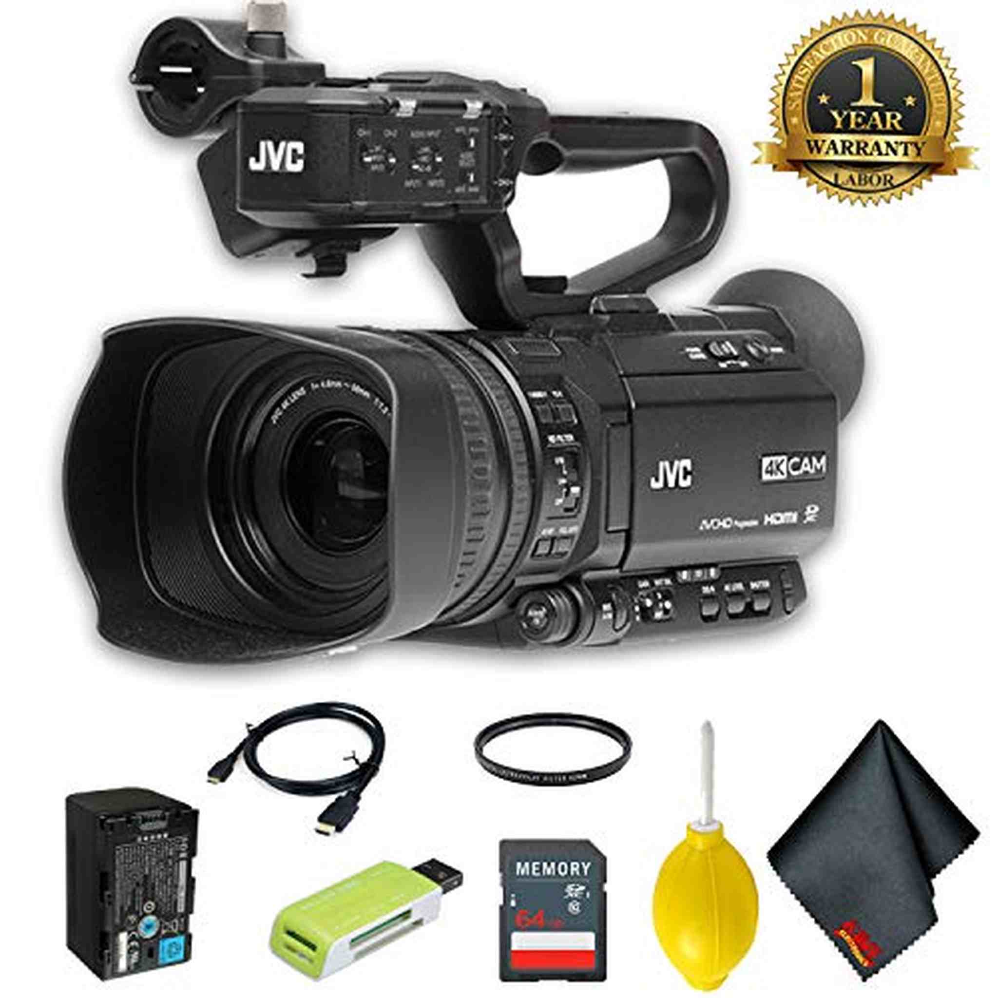 JVC GY-HM250 UHD 4K Streaming Camcorder with Built-in Lower-Thirds Graphics Advanced Accessory Bundle