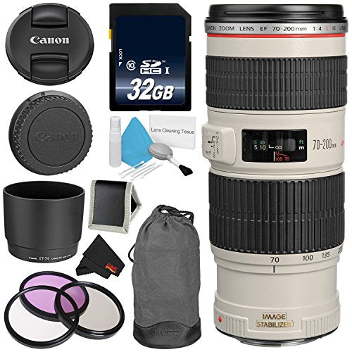 Canon EF 70-200mm f/4L IS USM Telephoto Zoom Lens Bundle for Canon SLR Digital Cameras Intl Model - Advanced