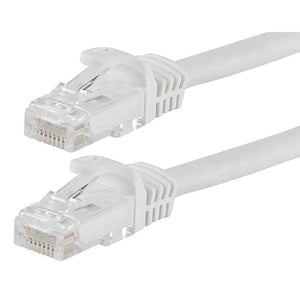 Monoprice Flexboot Cat5e Ethernet Patch Cable - Network Internet Cord - RJ45, Stranded, 350Mhz, UTP, Pure Bare Copper Wire, 24AWG, 0.5ft, White