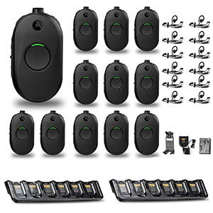 12 x Motorola CLP1010e 1-Channel 2-Way UHF Radio + Multi-Unit Charger + More