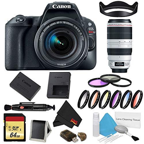Canon EOS Rebel SL2 DSLR Camera with 18-55mm Lens (Black) 9 Piece Filter w/Memory Kit + 100-400mm Lens (International Mo