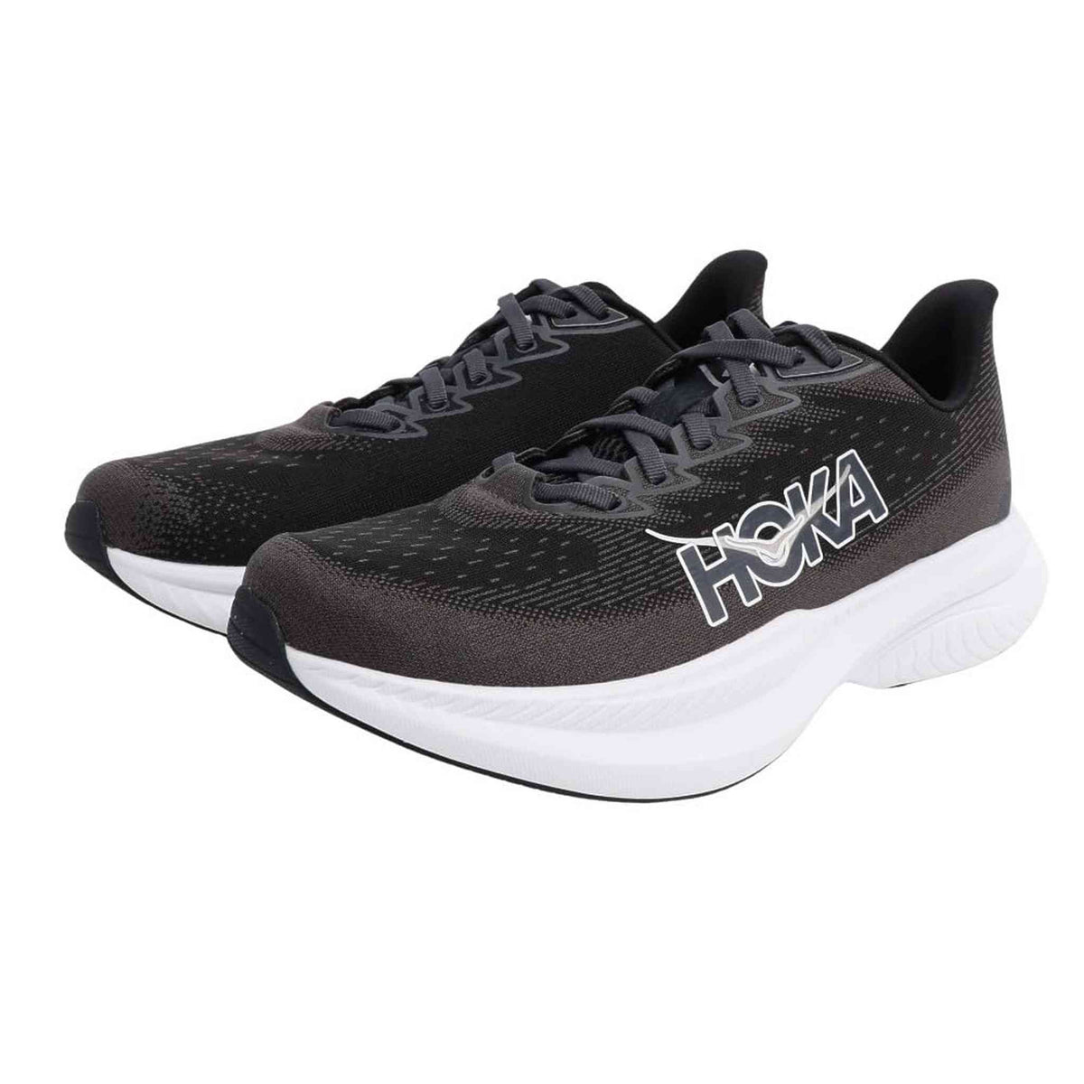 Hoka Men's Mach 6 Sneaker, Black/White, 8