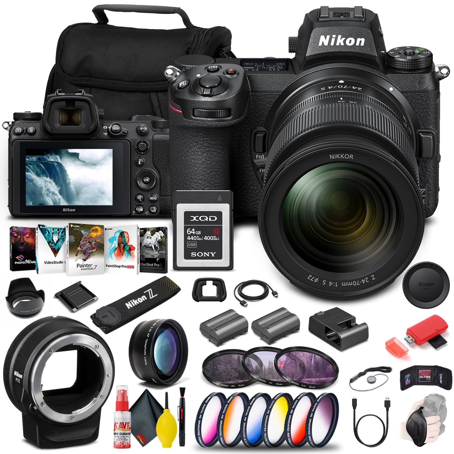 Nikon Z 6II Mirrorless Digital Camera 24.5MP with 24-70mm Lens (1663) + FTZ Mount Mountain Bundle