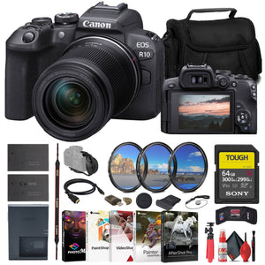 Canon EOS R10 Mirrorless Camera W/ 18-150mm Lens + 64GB SD Card + + More