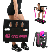 BodyBoss Home Gym 2.0 - Full Portable Gym Home Workout Package + 1 Set of Resistance Bands - Collapsible Resistance Bar, Handles - Full Body Workouts