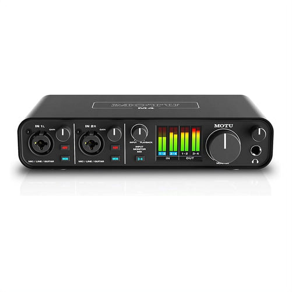 MOTU M4 4x4 USB-C Audio Interface Bundle with Headphone, XLR Cables, and 6Ave Cleaning Kit