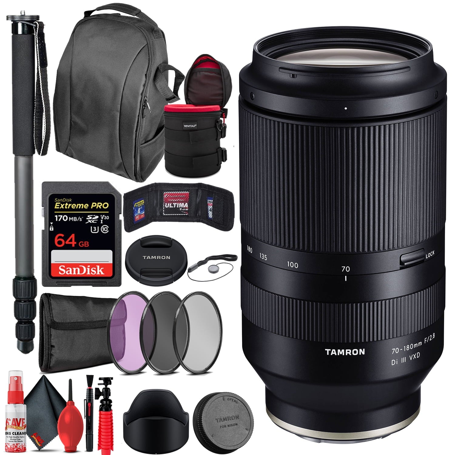 Tamron 70-180mm f/2.8 Di III VXD Lens for Sony E + Travel Bundle