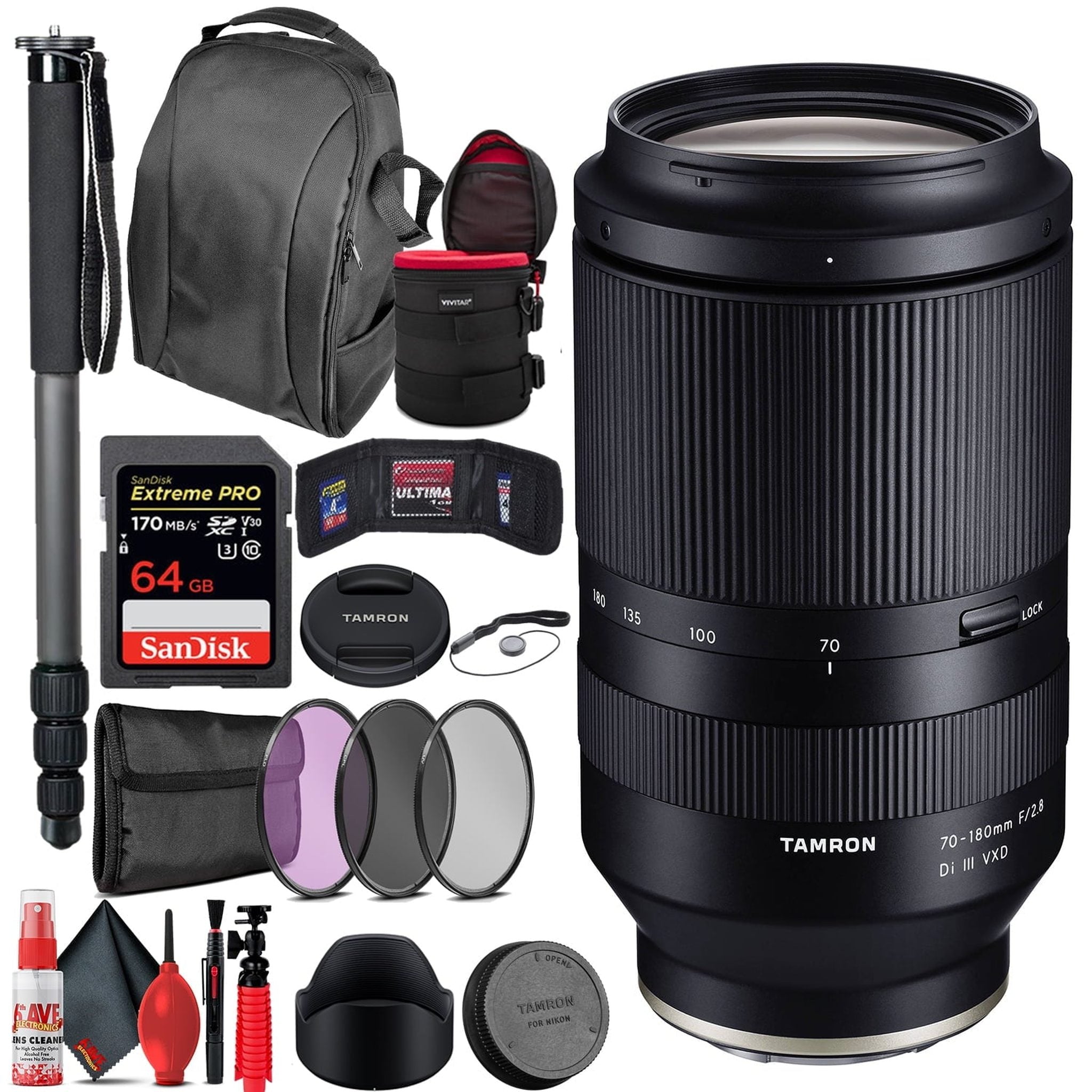 Tamron 70-180mm f/2.8 Di III VXD Lens for Sony E + Travel Bundle Tamron