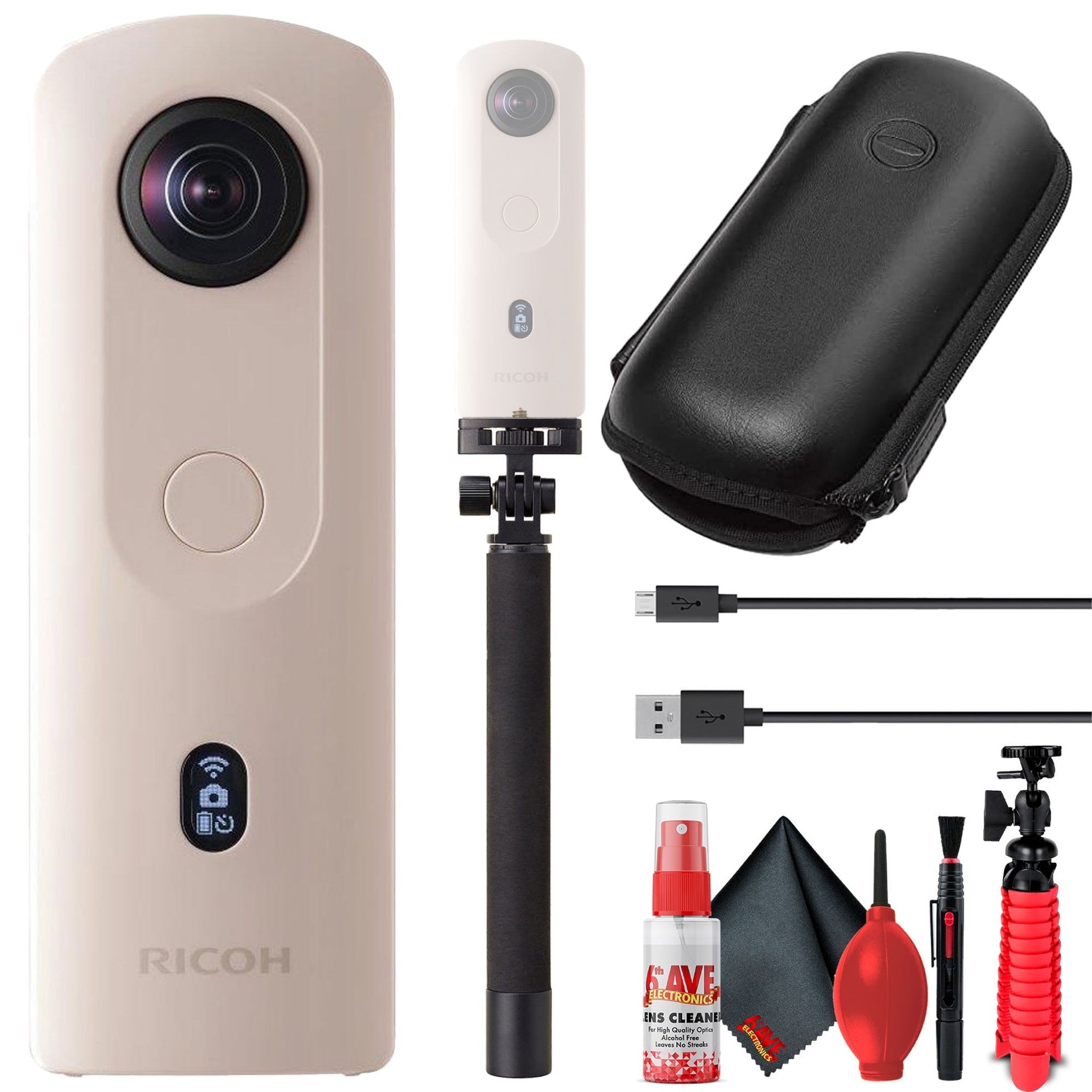 Ricoh Theta SC2 4K 360 Spherical Camera Beige with Accessory Kit Ricoh