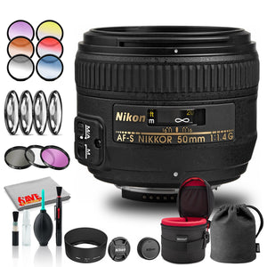Nikon AF-S NIKKOR 50mm f/1.4G Lens INTL Model with Padded Case and Filters