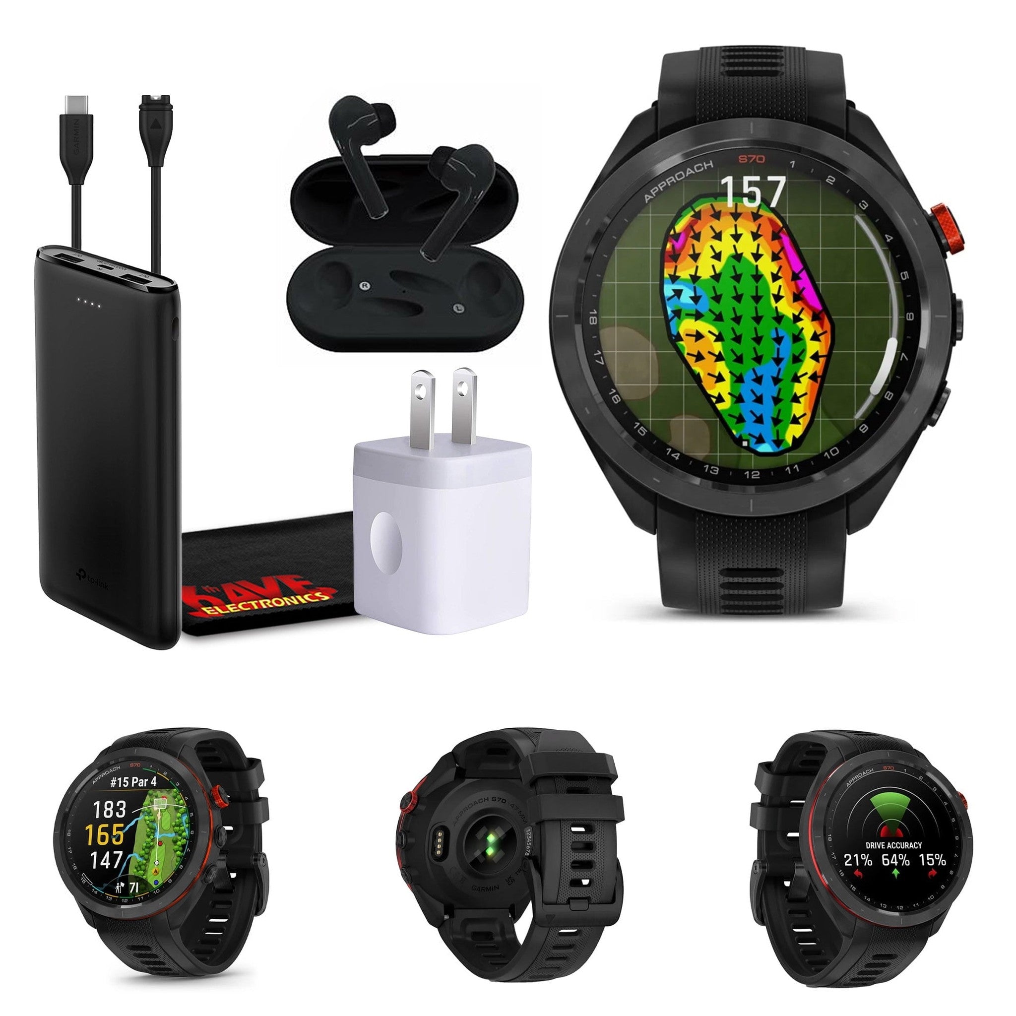 Garmin Approach S70 47MM Fitness Tracker Watch GPS Golf Smartwatch For Men-Black
