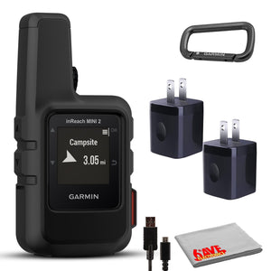Garmin inReach Mini 2 Satellite Communicator Black with Battery Charger Bundle