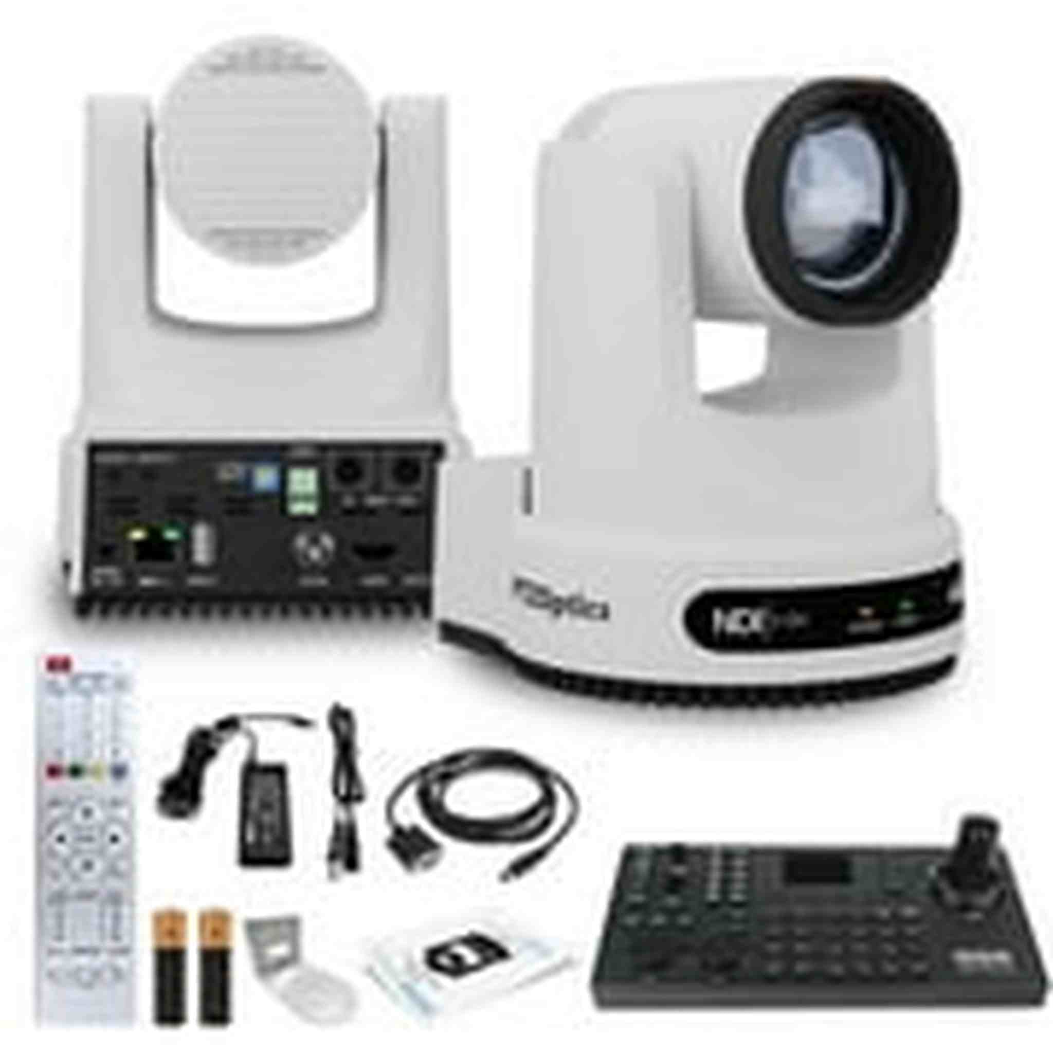 PTZOptics Move 4K PTZ Camera with 20x Zoom White PT20X-4K-WH-G3 + SuperJoy PTZ Controller + Wall Mount PTZOptics