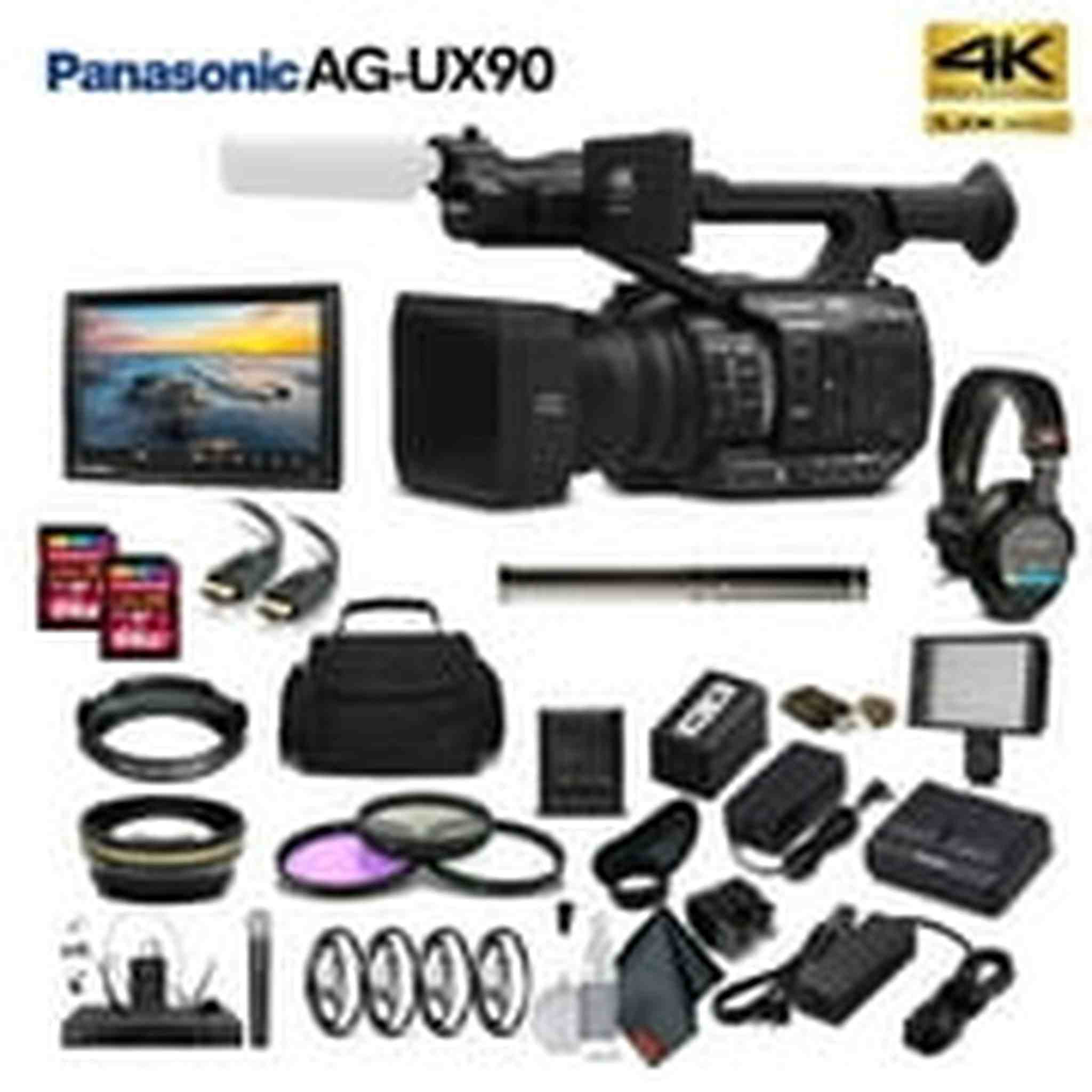 Panasonic AG-UX90 4K/HD Professional Camcorder AG-UX90PJ Movie Maker Bundle