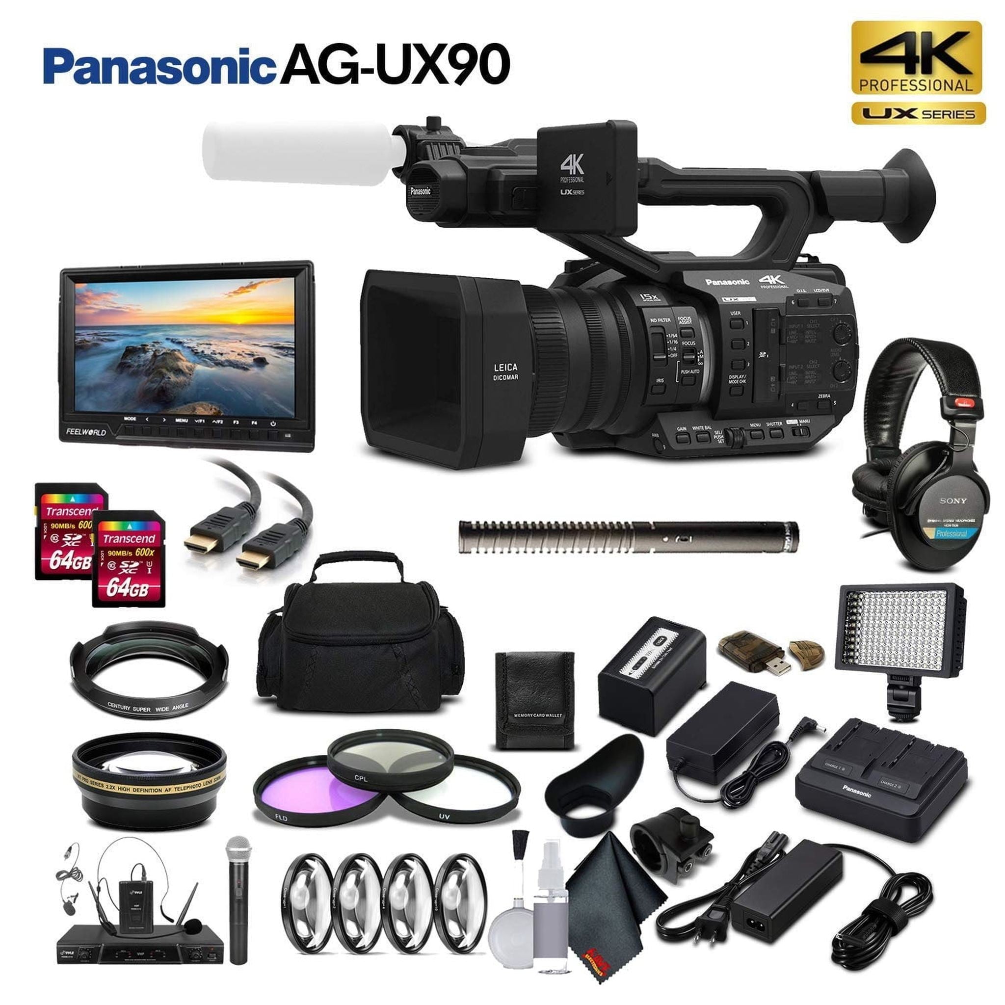 Panasonic AG-UX90 4K/HD Professional Camcorder AG-UX90PJ Movie Maker Bundle