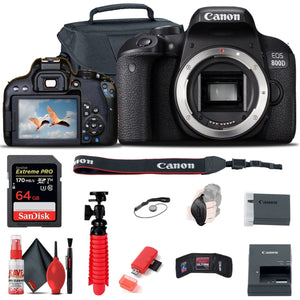 Canon EOS Rebel 800D / T7i DSLR Camera + 64GB Memory Card + Case Base Bundle