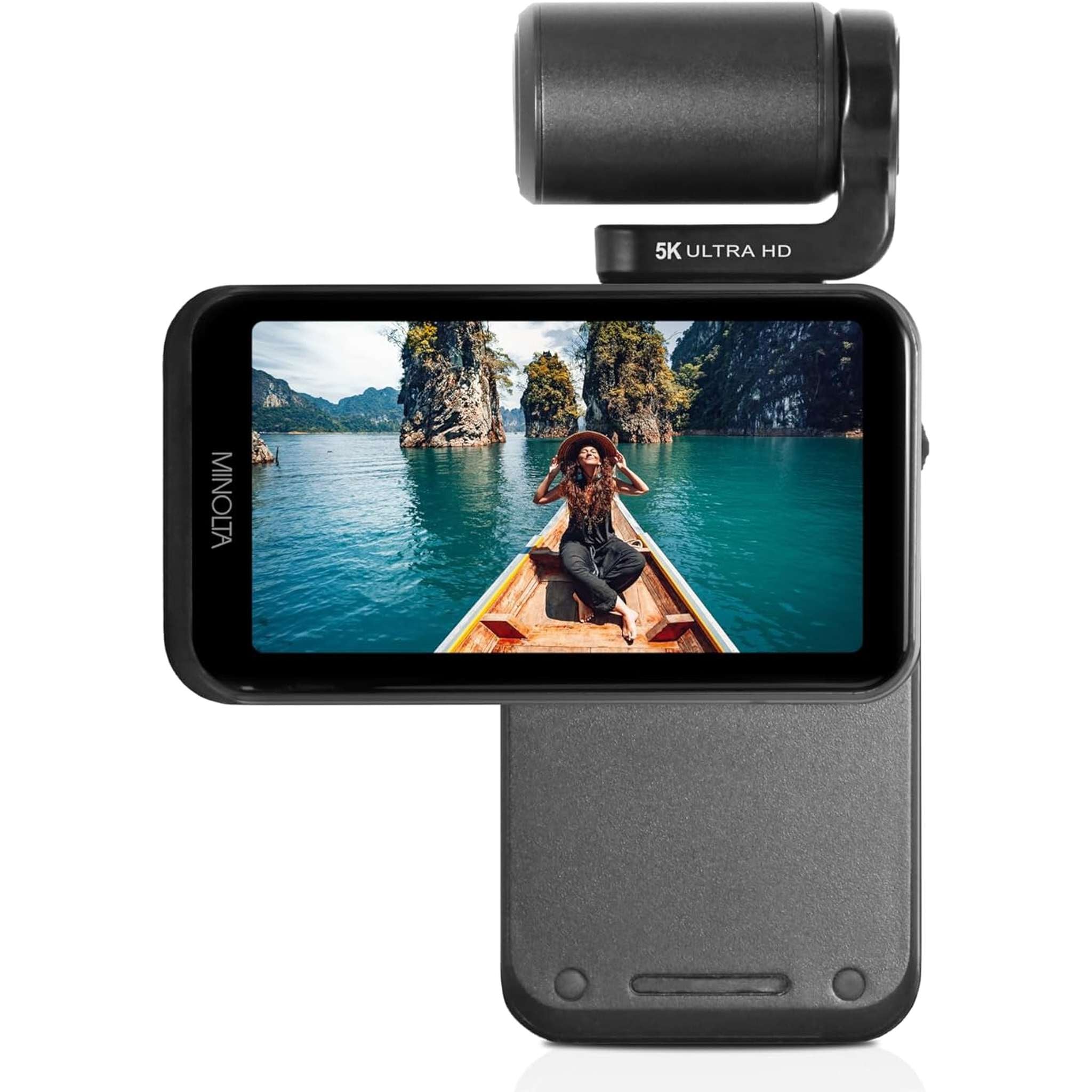 Minolta MN5KGP1 5K Ultra HD 20 MP Handheld Pocket Camcorder w/Motorized Tilting Lens Head