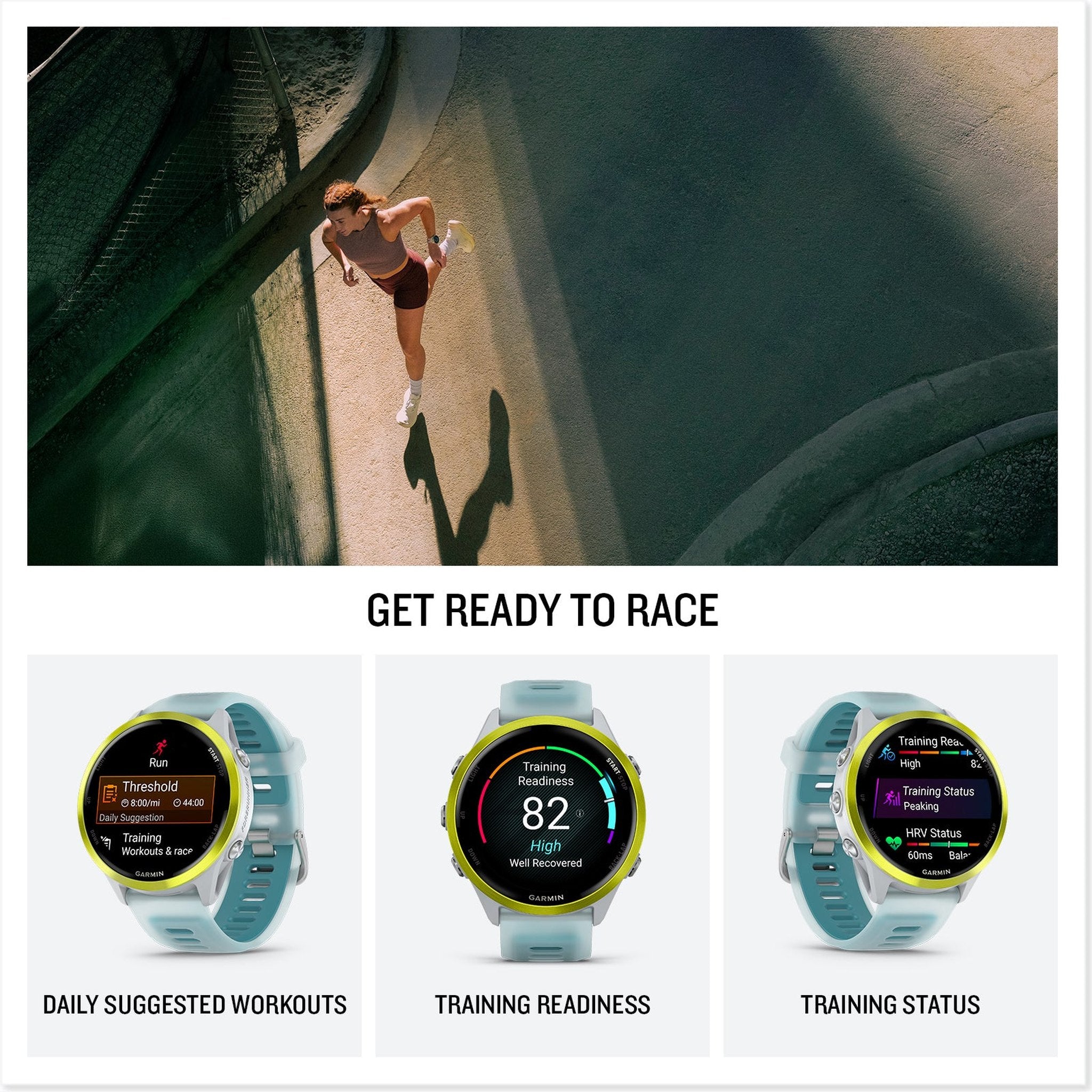 Garmin Forerunner 570 – 47MM, Amp Yellow Aluminum with Translucent Whitestone/Turquoise Band , Air Pro TWS EarBuds