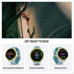 Garmin Forerunner 570 – 47MM, Amp Yellow Aluminum with Translucent Whitestone/Turquoise Band , Air Pro TWS EarBuds