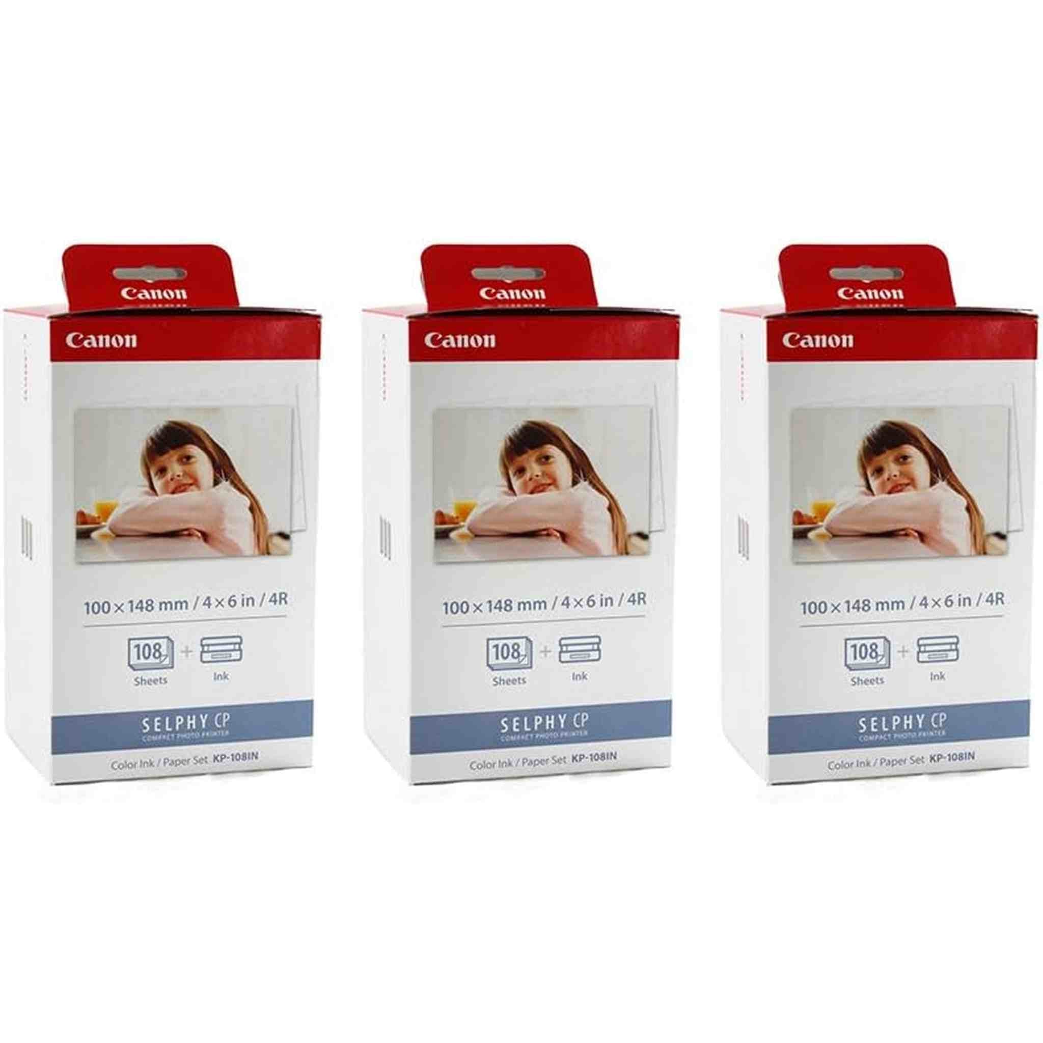 Canon KP-108IN Color JOPmDt Ink and 4 x 6 Paper Set, 108 Count Pack of 3