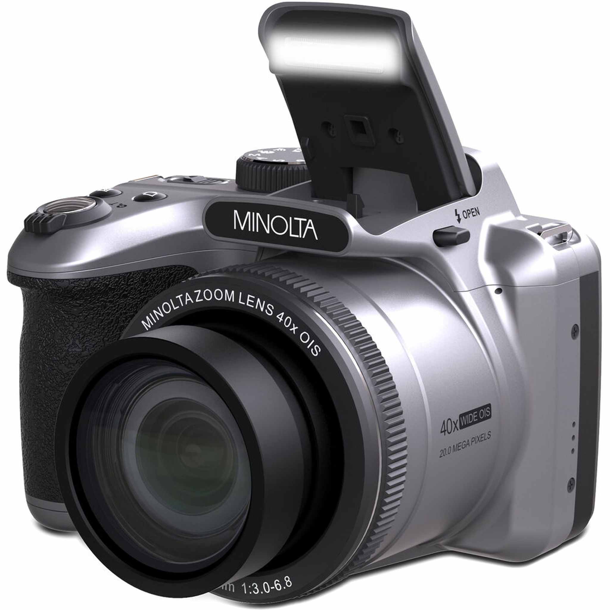 Minolta 20 Mega Pixels 40x Optical Zoom Digital Camera, 1080p FHD Video Bundle, Silver Minolta