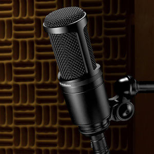 Audio-Technica AT2020 Cardioid Condenser Microphone Black , Diginerds Microfiber Cleaning Cloth, Goby Labs Microphone cleaner, 10 Ft XLR Cable, Bundle