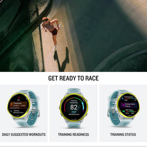 Garmin Forerunner 570 Running Smartwatch, 47MM WiFi, GPS Fitness Smart Watch For Men And Women, Amp Yellow Aluminum with Translucent Whitestone/Turquoise Band , Bundle