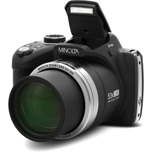 Minolta Pro Shot MN53Z 16 MP HD Digital Camera with 53x Zoom, 1080p HD Video Bundle Black