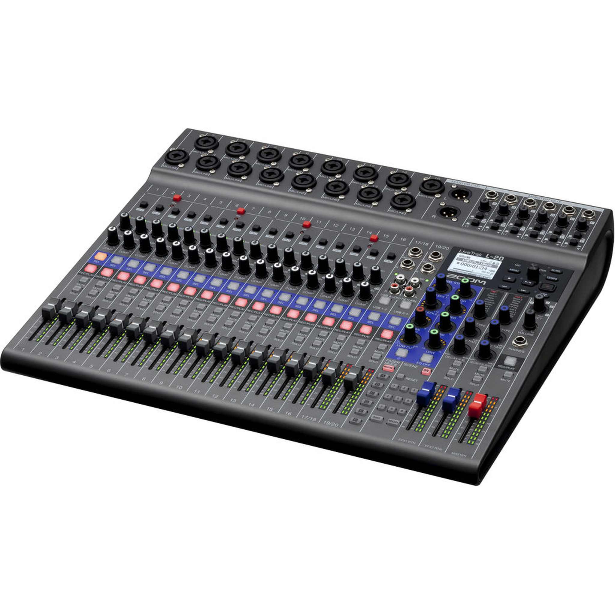 Zoom LiveTrak L-20 Digital Mixer & Multitrack Recorder, 20-Input/ 22-Channel SD Card Recorder, 22-in/4-out USB Audio Interface, 6 Customizable Outputs, Wireless iOS Control Zoom