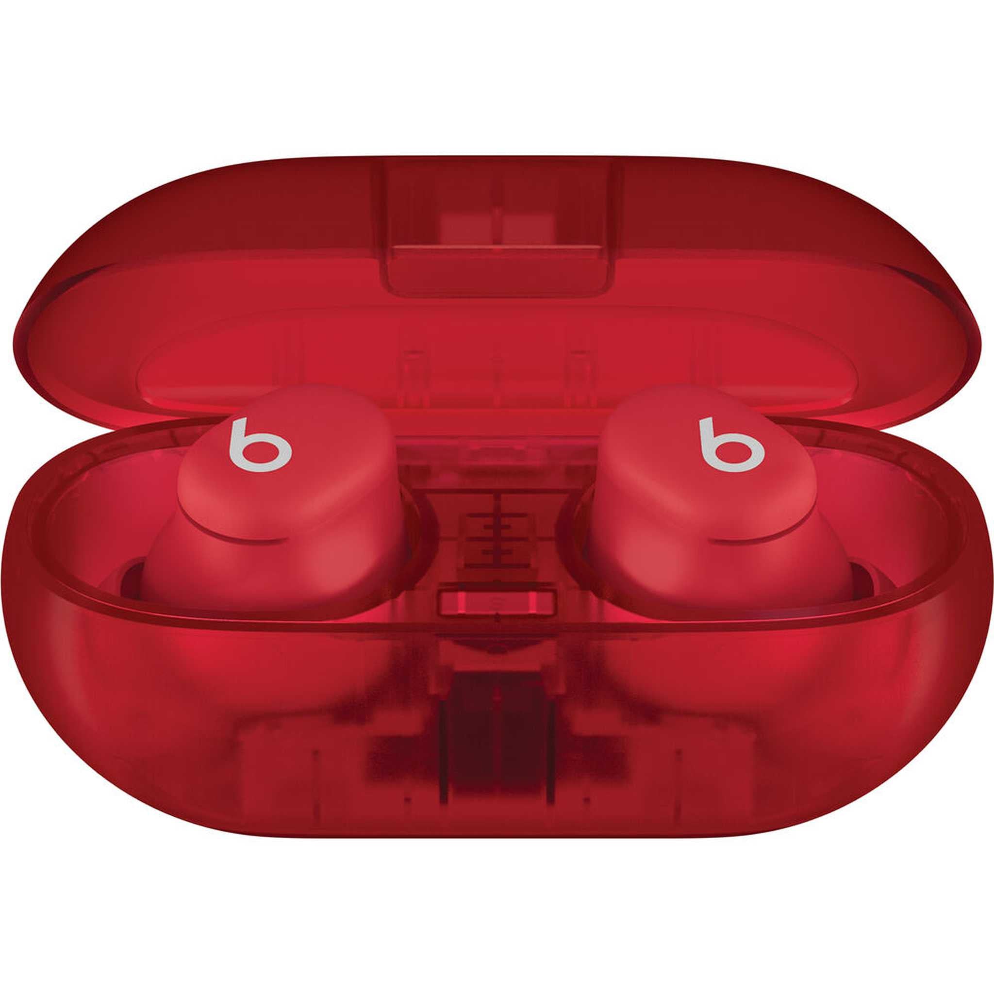 Beats Solo Buds, Wireless Bluetooth Earbuds Transparent Red Bundle With More Accessories Beats