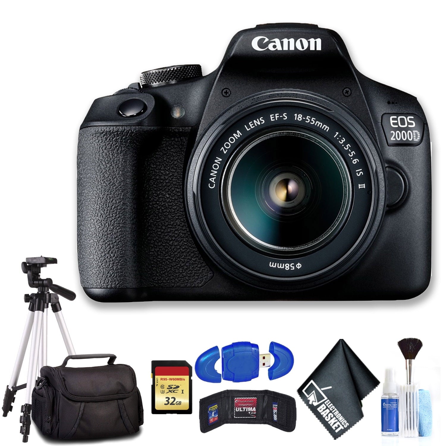 Canon EOS 2000D with EF-S 18-55mm IS II Lens (Intl Model) Ultimate Bundle