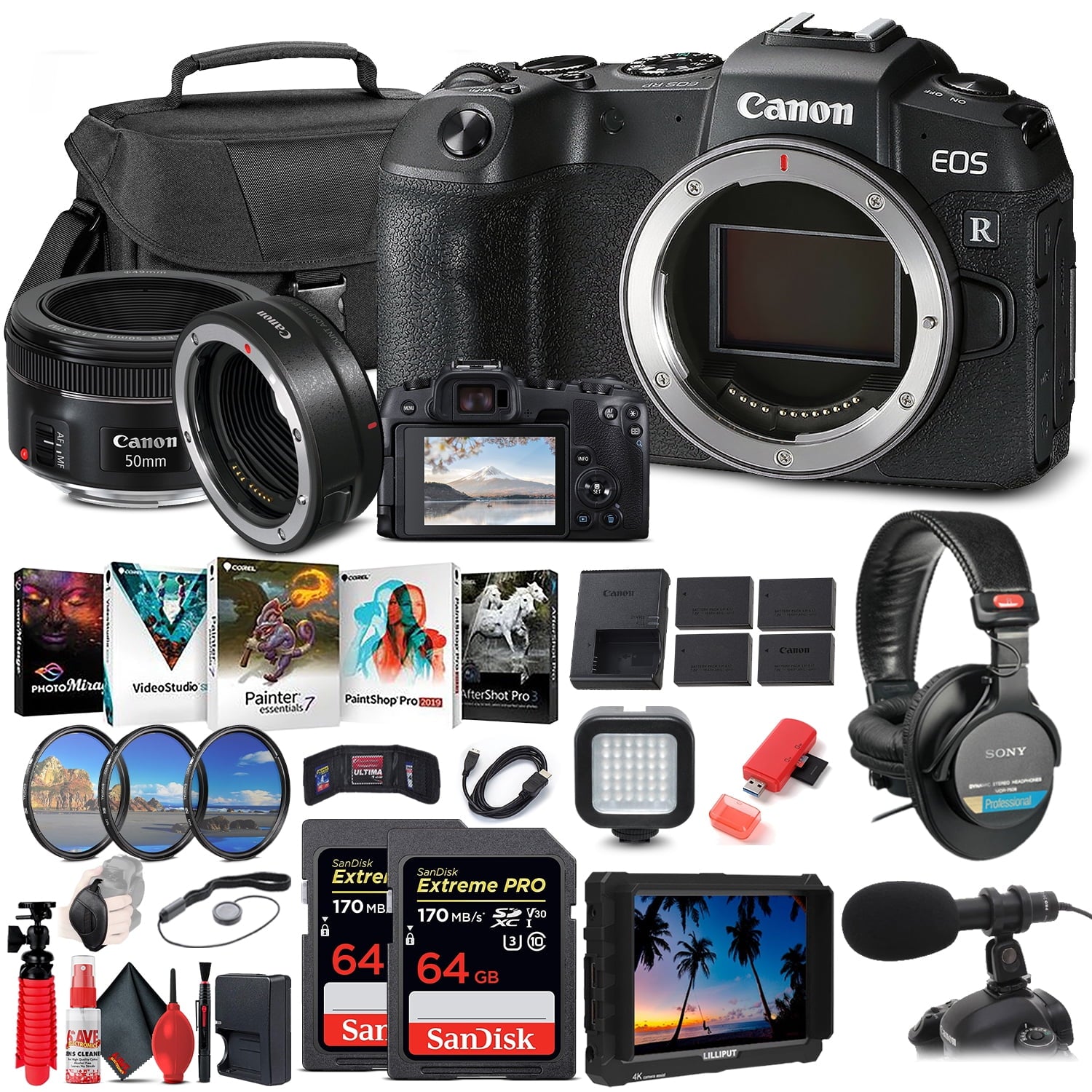 Canon EOS RP Mirrorless Digital Camera 3380C002 + 4K Monitor Ultimate Bundle